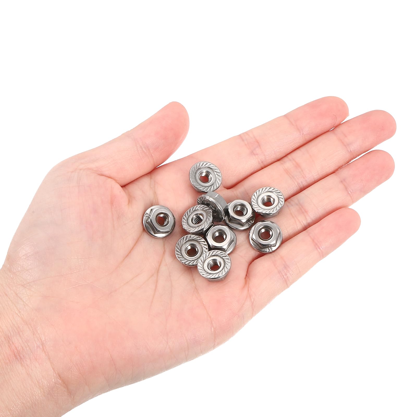 QUARKZMAN 3/8-16 Dadi Autobloccanti Esagonali Flangiati Scanalati, 20pz Dado Flangiato Esagonale Antiscivolo Acciaio Inossidabile 304, Filettatura Completa, Finitura Lucida, Argento