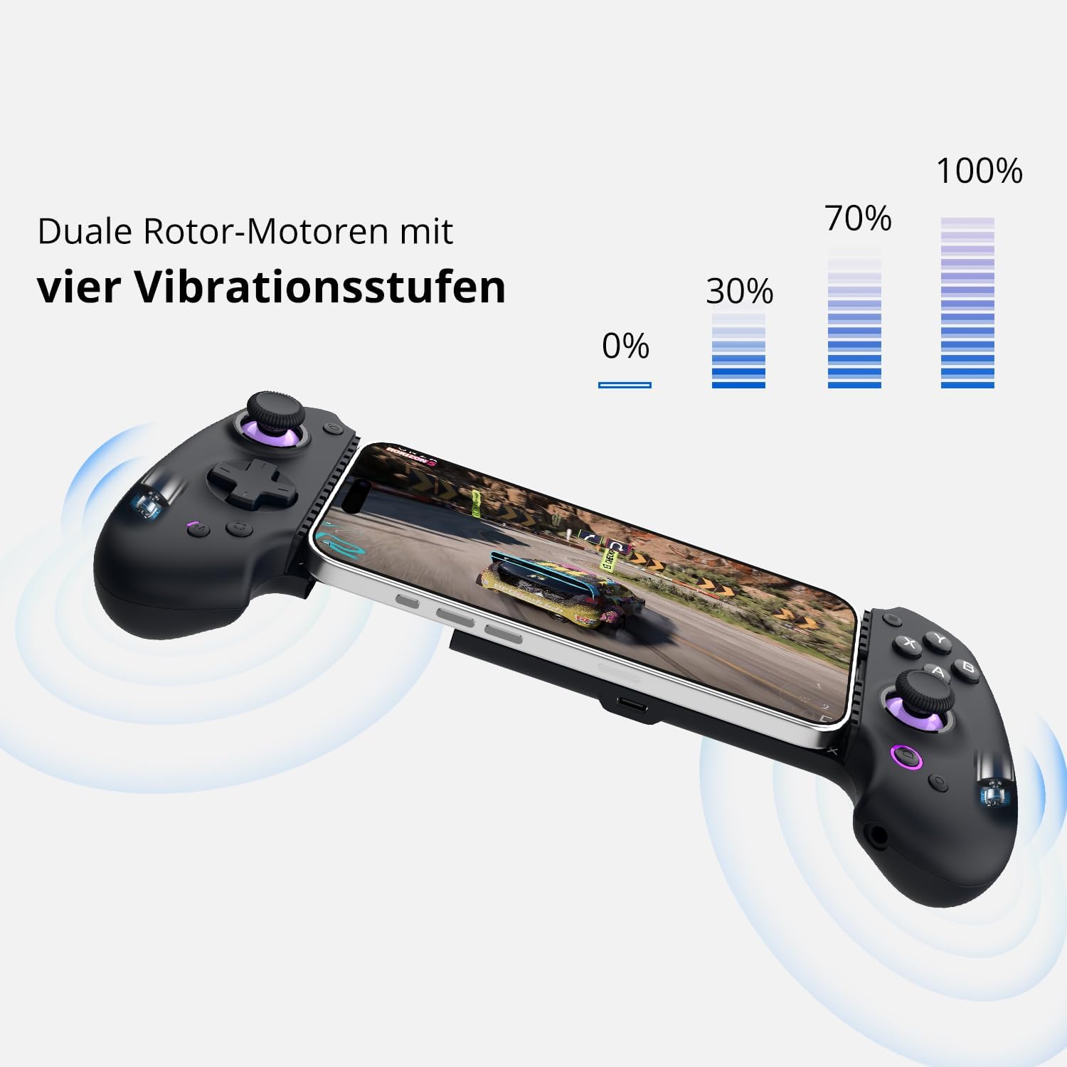 abxylute S9 Full-Size Gaming Phone Controller für iPhone 15/16/17, iPad Mini 6/7 Android Tablet Bluetooth TypeC Mobile Gamepad Kostenloser Tastenbelegung Genshin Impact, Hall Effect Joystick (black)