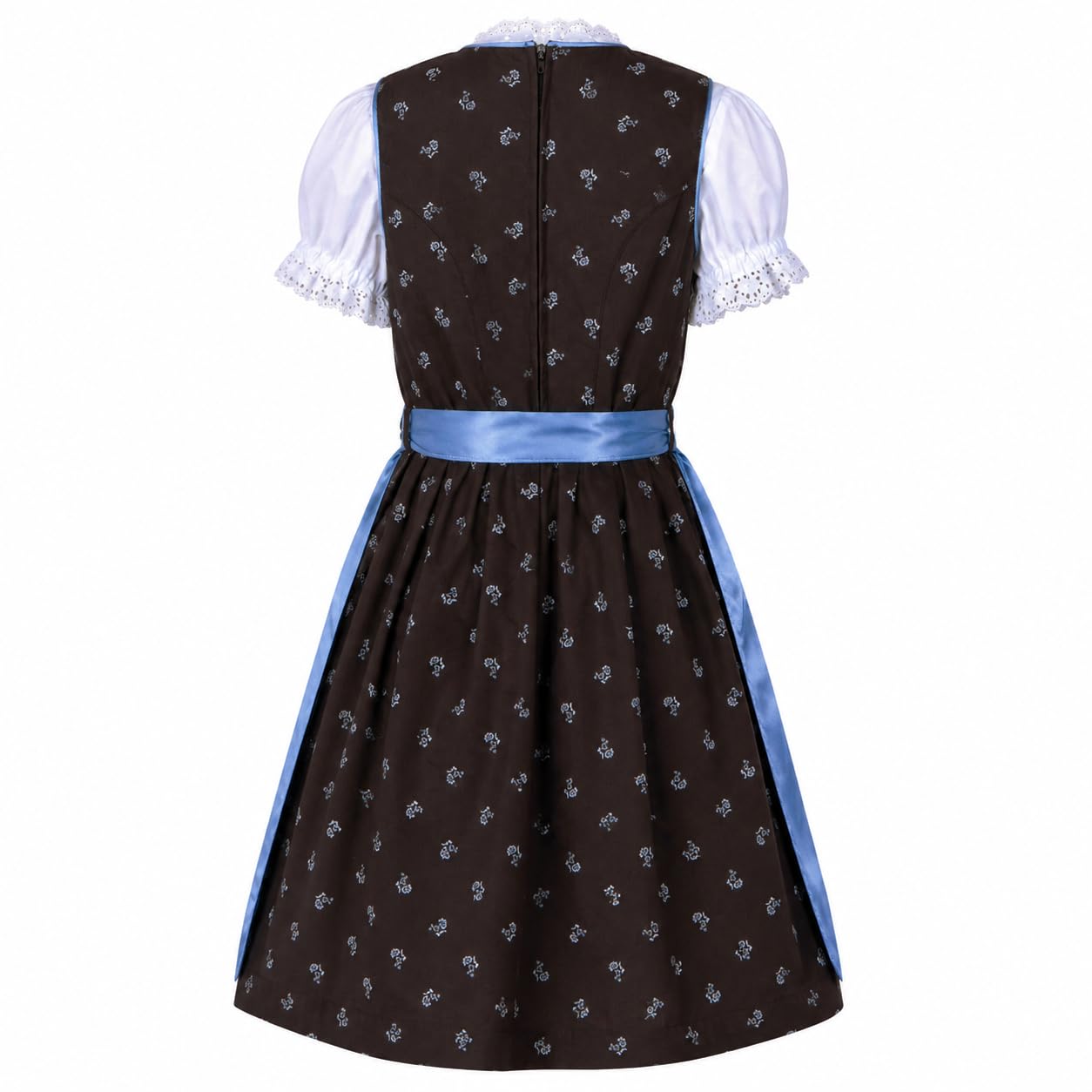 Ramona Lippert® - Dzieci Dirndl dla dziewczynek - dirndl dla dzieci Sophia w kolorze brązowym z kwiatowym wzorem - 3-częściowa sukienka ludowa - moda ludowa - strój ludowy z fartuchem