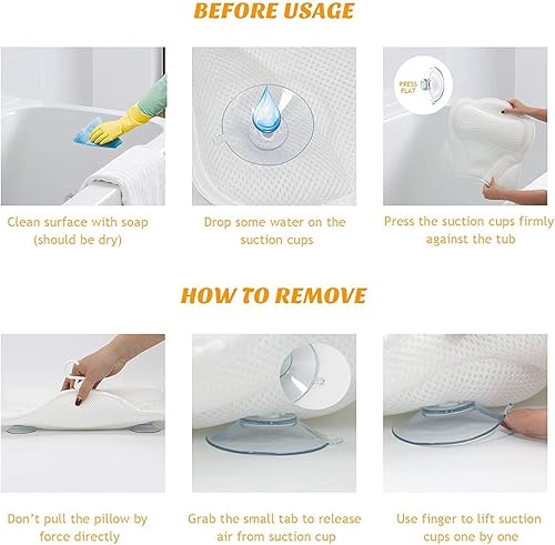 Miniatura 4 de Almohada de baño de lujo para bañera, almohada de spa para cuello, cabeza, hombros, soporte de espalda, accesorios de baño de malla de aire 4D,