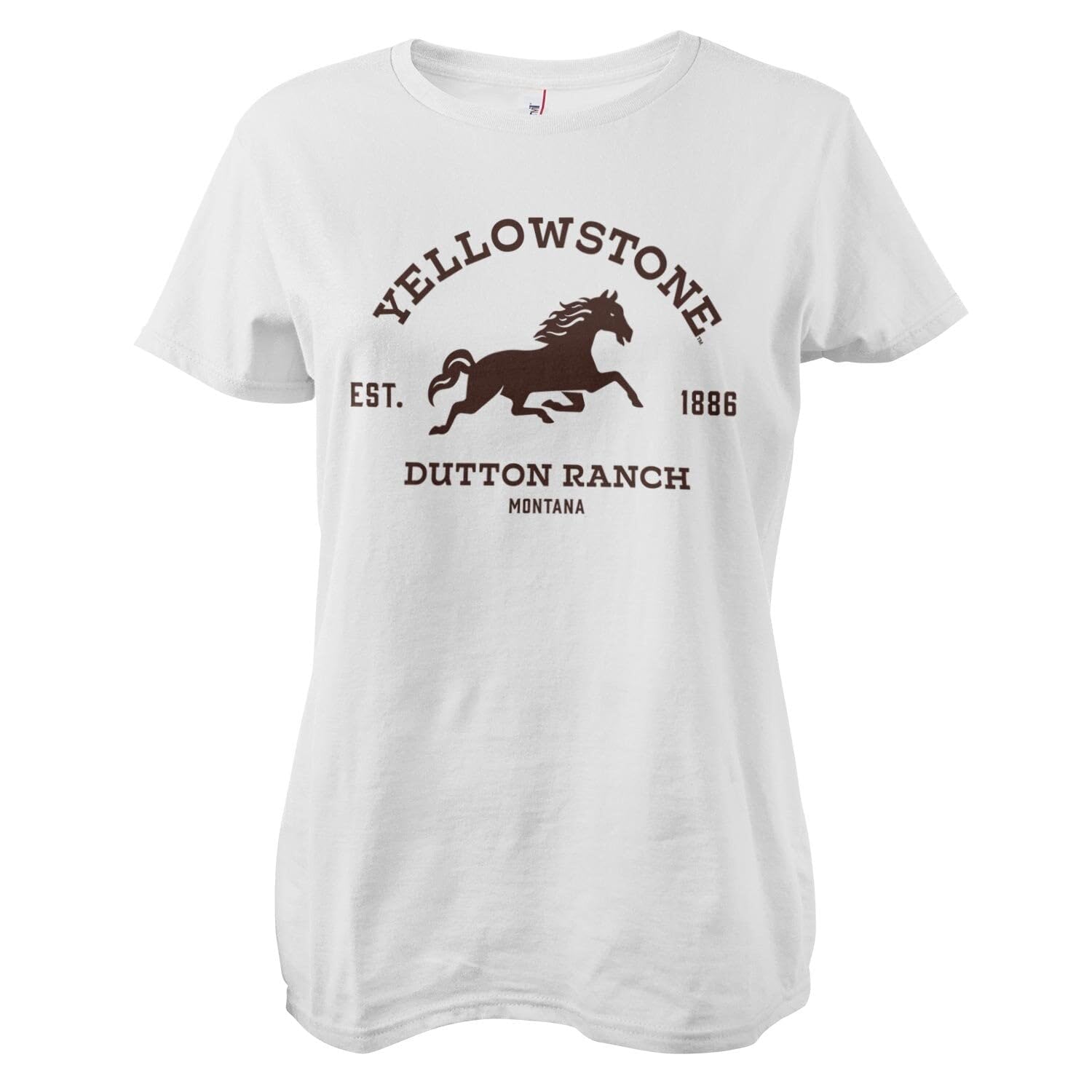 Yellowstone Officially Licensed Dutton Ranch - Montana Women T-Shirt (White), Large