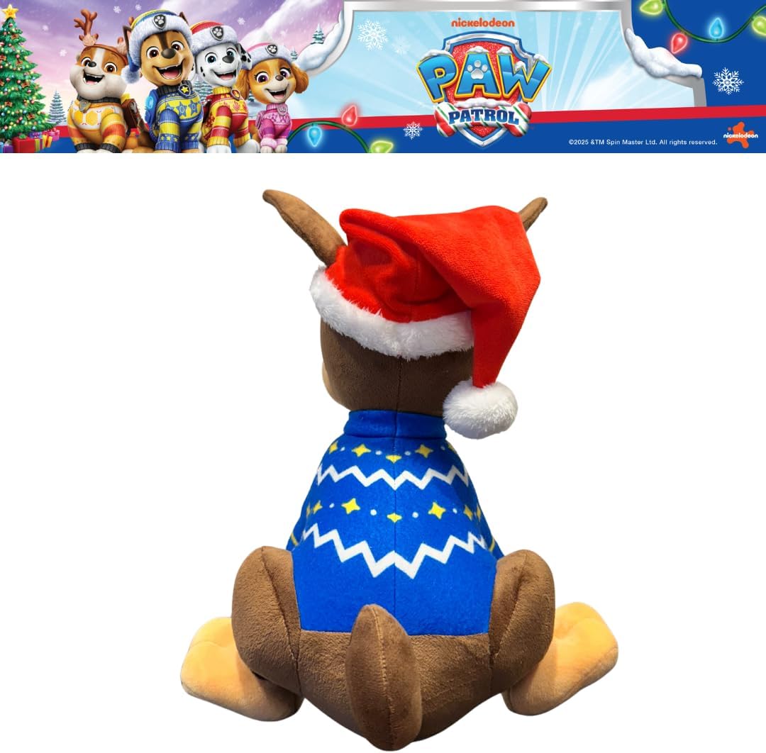 Paw Patrol Chase Holiday Kids Bedding Super Soft Plush Cuddle Pillow Buddy, (Officially Licensed Product) by Franco