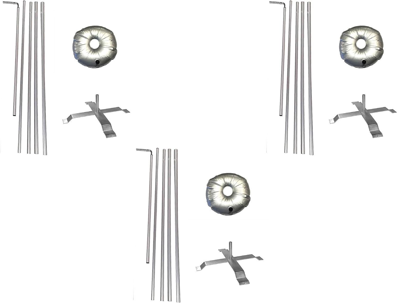 Rectangle Feather Flag Telescoping Hardware 15ft 5 Piece Pole Kits with Cross-Base and Weight-Donut Hardware Only. (Pack 1)
