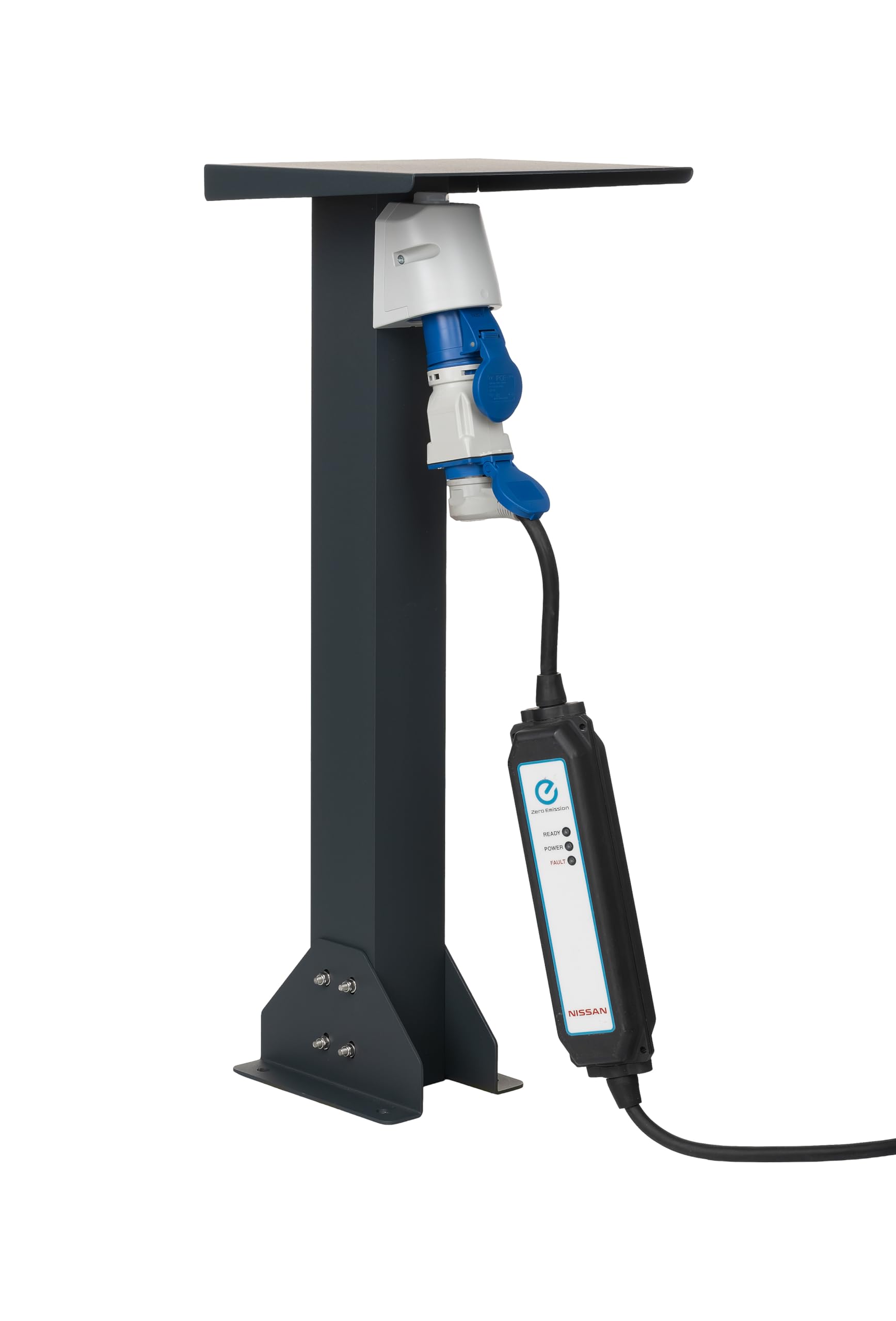 Base de aluminio con enchufe exterior. Columna de enchufes de alta calidad. Enchufe para exterior con pie (CEE 1F, 16 A, 3,7 kW)