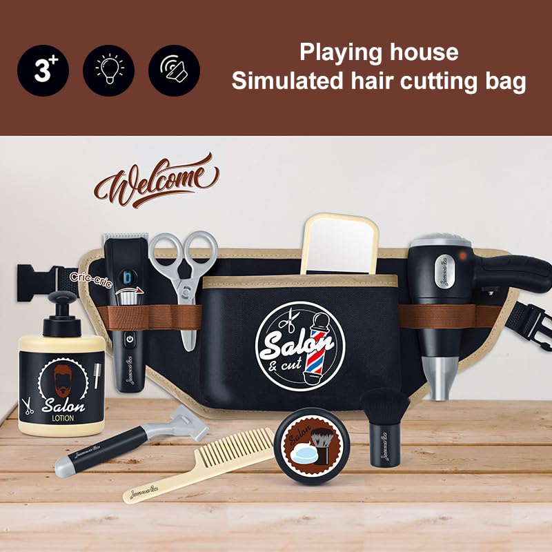 Hojalis Hairdresser Role Play for Kids 10 Pcs Kids Hairdressing Set, Haircut Barber Set Toy, Kids Barber Shop Toy Set - Image 3