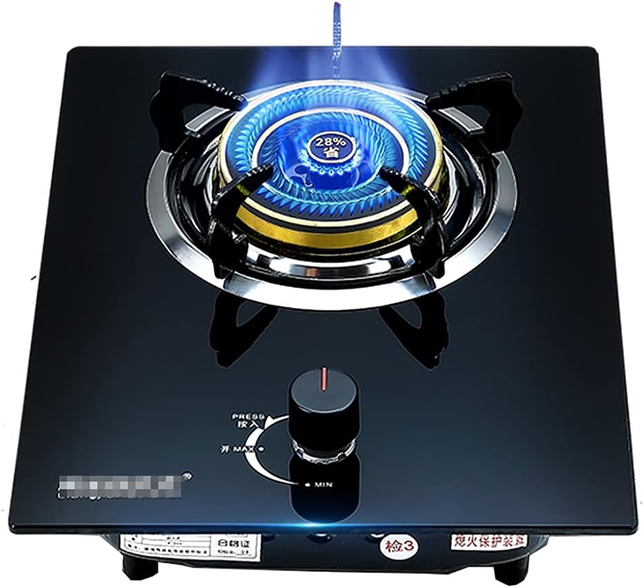 Gas Stoves Gas Built-inGas hob Table-Top Cooking 4.2KW Three-Ring Cast Iron Burner Black Tempered Glass Panel in Easy to Clean [Energy Class A] (Color : Black Size : LPG) (Black LPG)