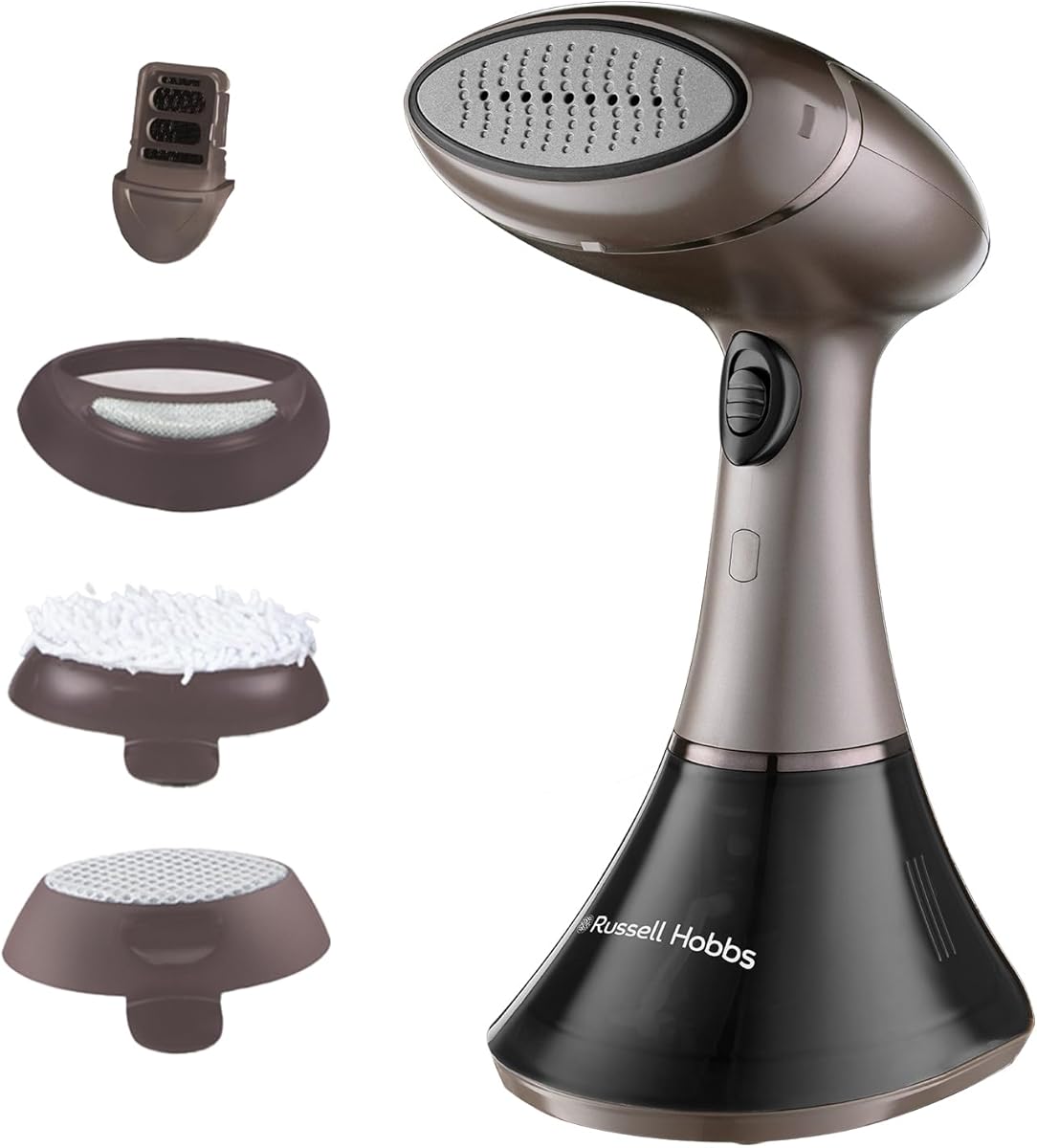 Russell Hobbs Handheld Clothes Steamer [Multipurpose, Antibacterial] Steam Genie Aroma (1800W, 32g/min steam, travel iron, Ceramic, 4 accessories: fragrance diffuser,curtains, clothes) - 28040