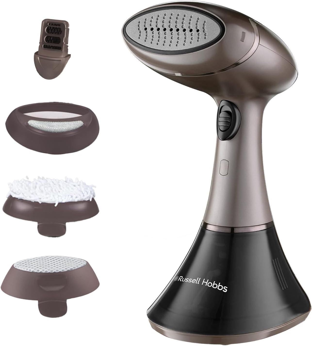 Russell Hobbs Handheld Clothes Steamer [Multipurpose, Antibacterial] Steam Genie Aroma (1800W, 32g/min steam, travel iron, Ceramic, 4 accessories: fragrance diffuser,curtains, clothes) - 28040