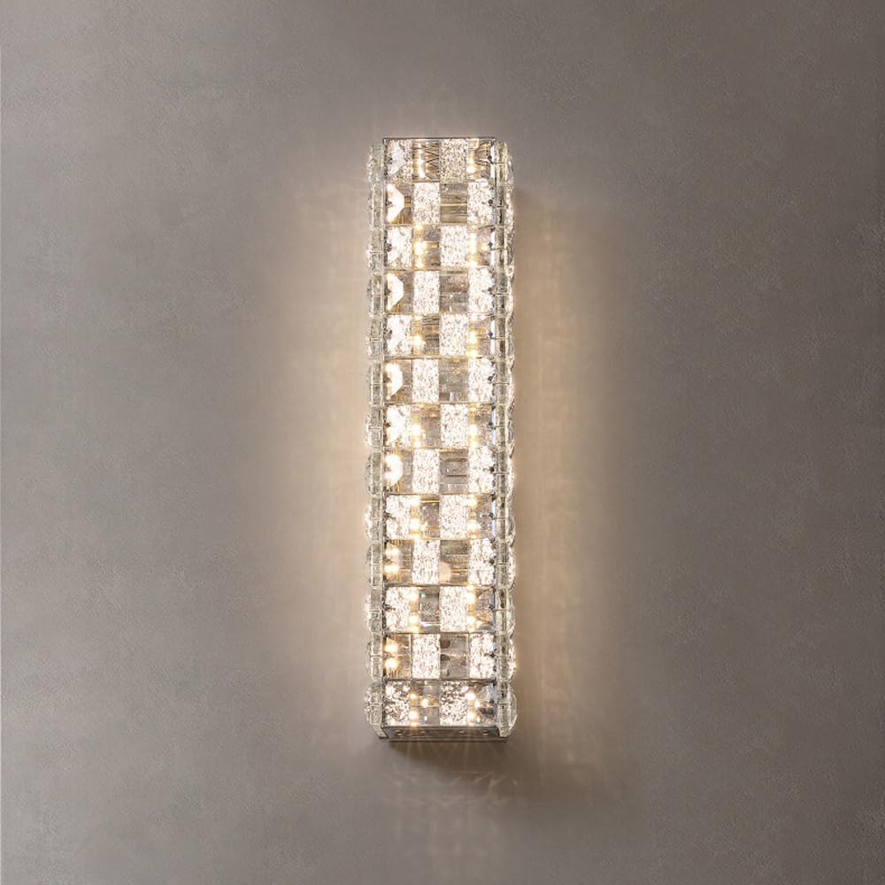 Jybnbbe 40Cm/15.7In Crystal Led Wall Light Linear Wall Light Bathroom Vanity Lighting Luxury Bedside Lamp,