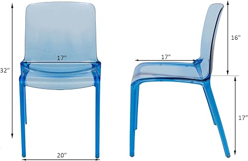 Miniatura 2 de LeisureMod Adler Mid-Century - Juego de 2 sillas de comedor modernas, acrílico negro transparente, diseño contemporáneo para cocina, comedor y