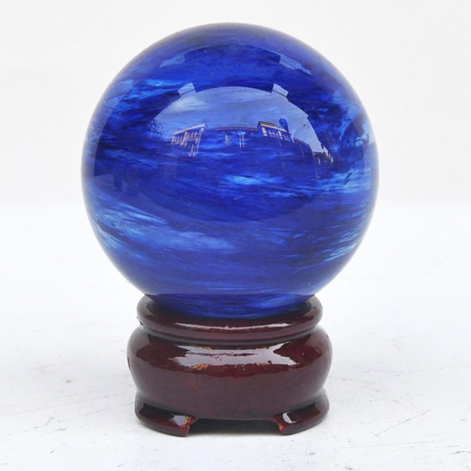 AARTERZZA Blue Smelting Crystal Ball Quartz Sphere, Stone Sculpture Figurine,Feng Shui for Home Decoration Photography,9cm/3.54in