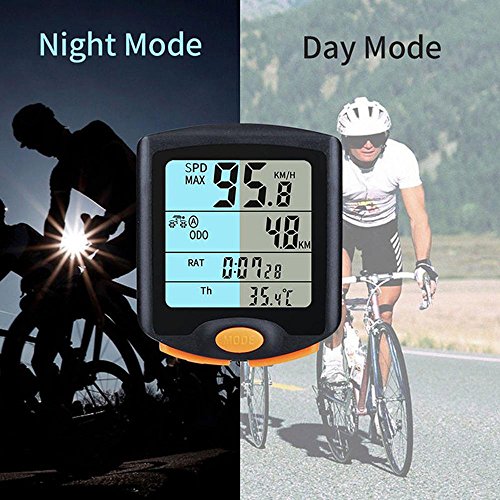 image for Bicycle Speedometer, MasoAuto Wireless LCD Digital Bike Odometer, Wate