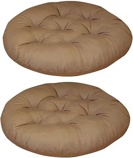 2er Set Waschbare Stuhlkissen Rund 37cm rutschfeste Weiches Stuhlauflage Indoor Ourdoor Bequeme Sitzkissen Bodenkissen Dicke Polsterung Dekokissen für Esszimmer, Küche, Garten, Büro (Braun)