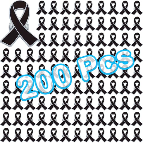 200 Pcs Funeral Ribbons Memorial Ribbon Black Awareness Ribbon Safety Pin Funeral Pins Memorial Service for Mourning Remembrance Day Funeral Event