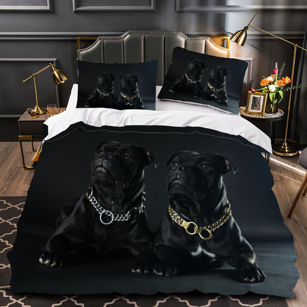VIMOOR Duvet Cover Italian Cane Corso Double Size 3D Dog, Animal Bedding Set with 2 Pillowcases for Kids Boys Girls Teens Soft Microfiber Quilt Cover 3PCs with Zipper Closure Easy Care,winter,155x220