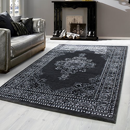 Teppium Tapis Salon, Chambre Gris-2 120 x 170 cm - Tapis à Poils Courts, Style Oriental, Moelleux et Doux, Ornement - Cuisine Moquette Salle de Sejour