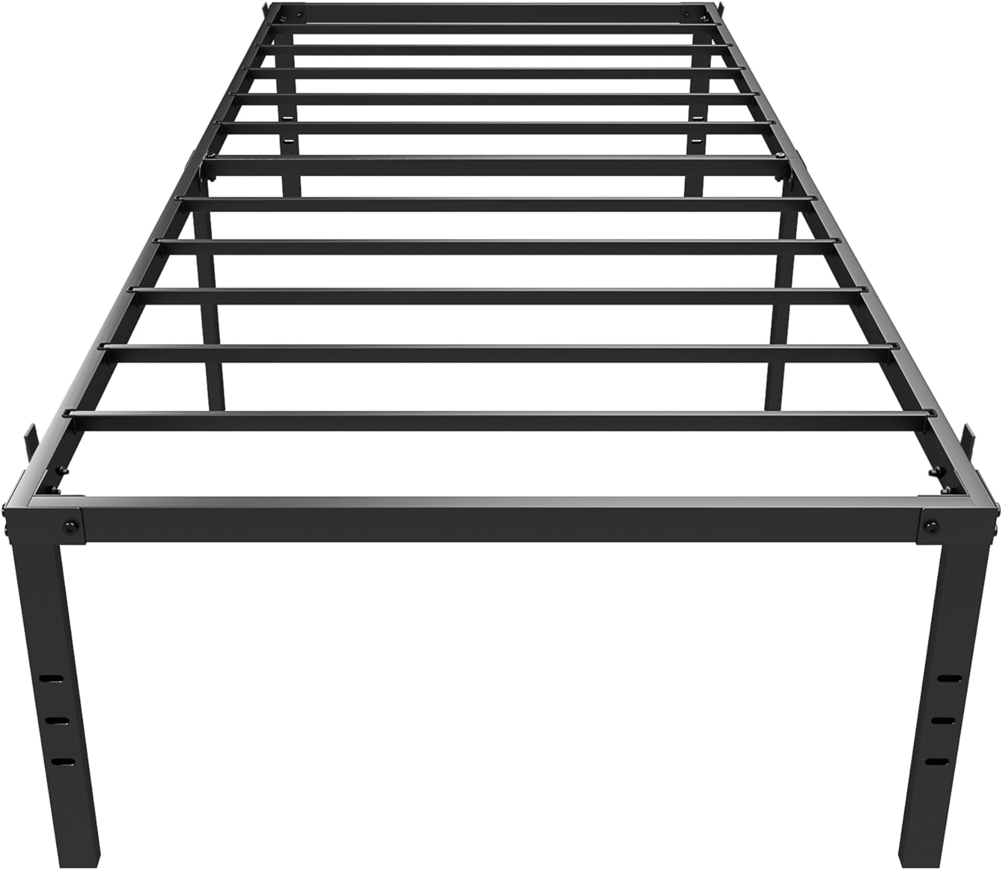 Twin Size Metal Bed Frame | Durable Black Metal Frame with 45.7 cm Under Bed Storage | 270KG Weight Capacity | Sleek Rectangular Shape | Noise-Free Steel Slats | 95 x 190 x 45.7 cm
