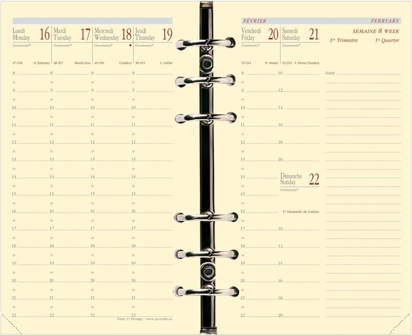 Quo Vadis Timer 14 Prestige Refill – Weekly – 8x12,5 cm Year 2015-2016 Horizontal 10 x 17 cm