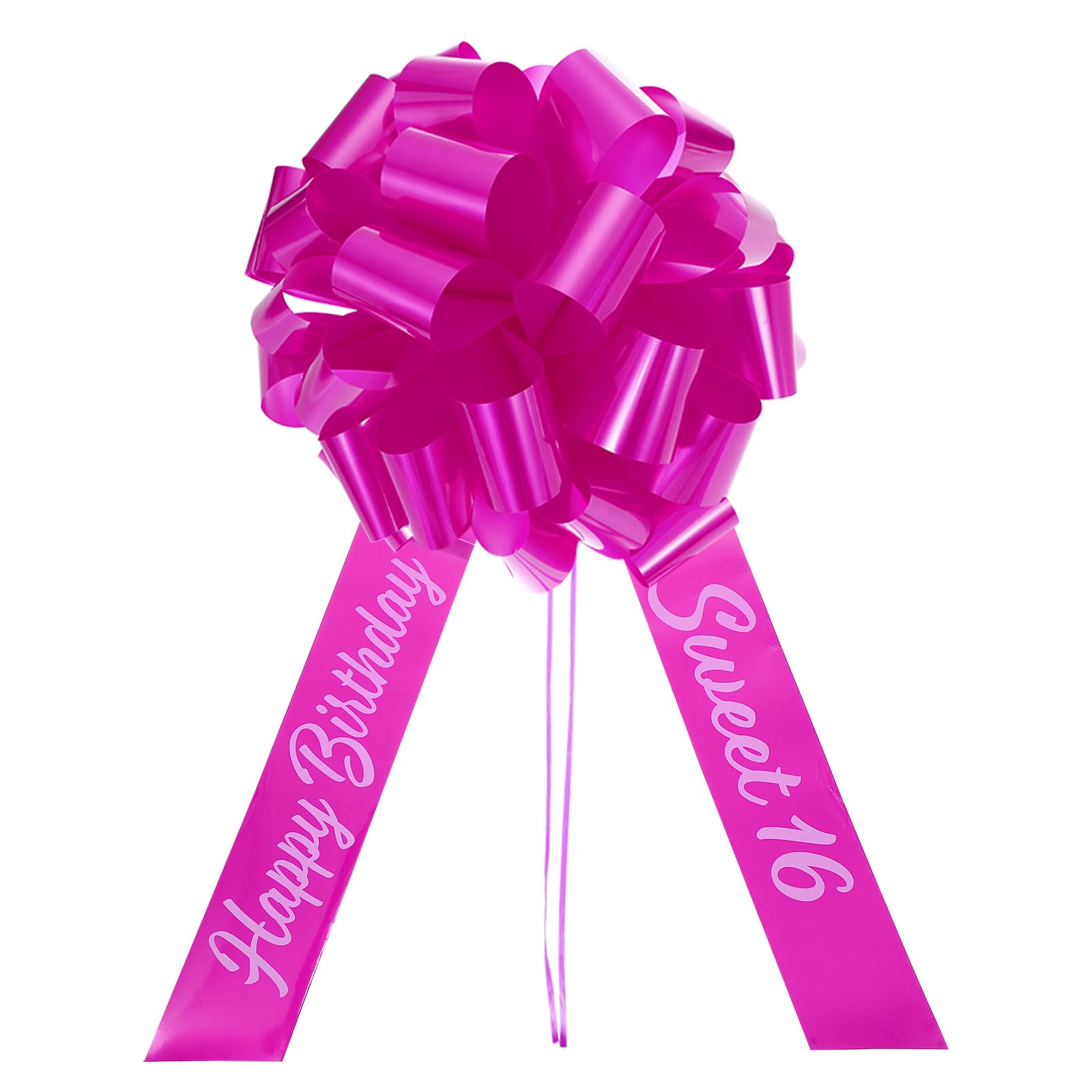PATIKIL Big Car Pull Bow 25 Pollici, Fiocco Gigante Metallico per Decorazione Auto Regalo Compleanno Confezione Decorazione, Fuchsia Bianco