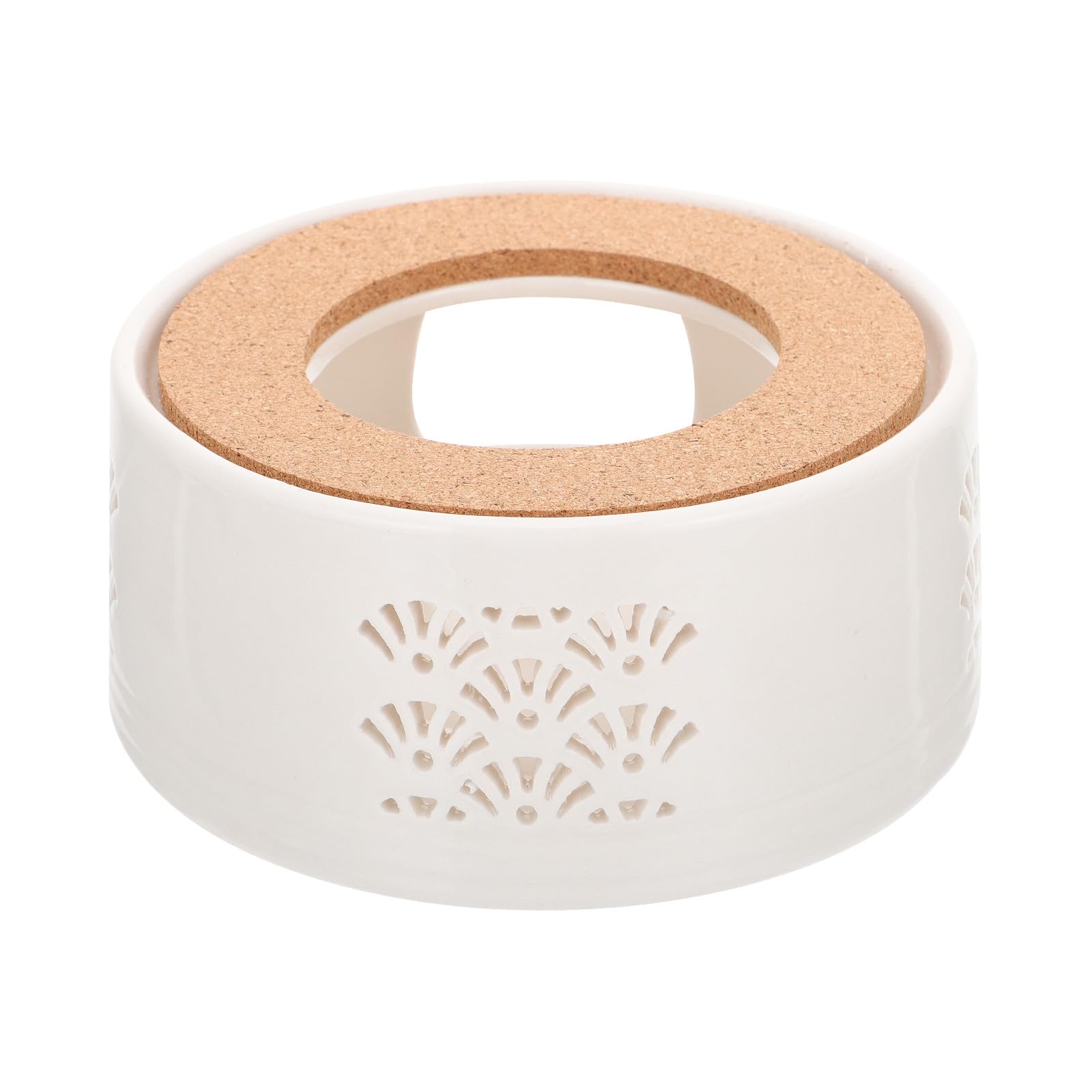 Chauffe-théière en céramique GALPADA avec base en bois antidérapante pour théière