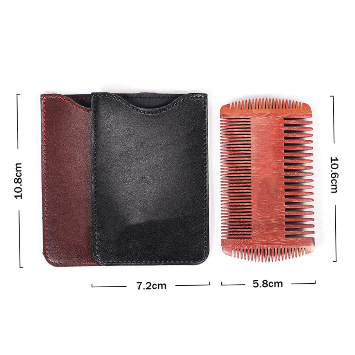 Ipetboom Wooden Beard Comb Styler Double-sided Static Comb Beard Styling Tool with Pouch Random Style