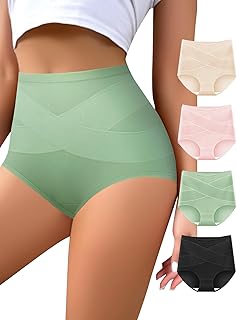 Sponsored Ad - QUASTI Women's High Waisted Underwear Slightly Tummy Control Cotton Panties Full Coverage Postpartum Briefs...