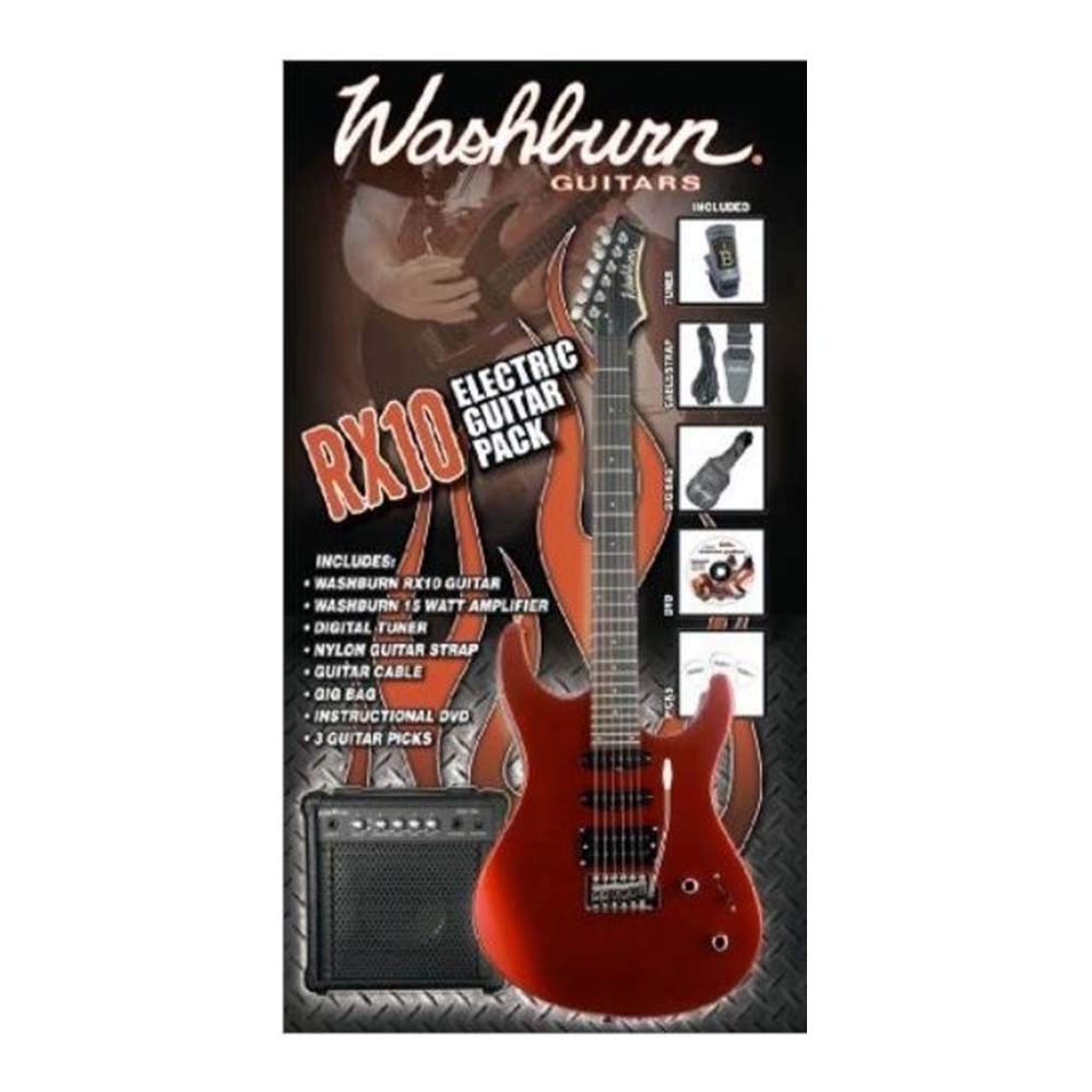 Washburn (RX10) ギター Kit Guitarra Washburn RX10 Pack com Amplificador 15W 220V e