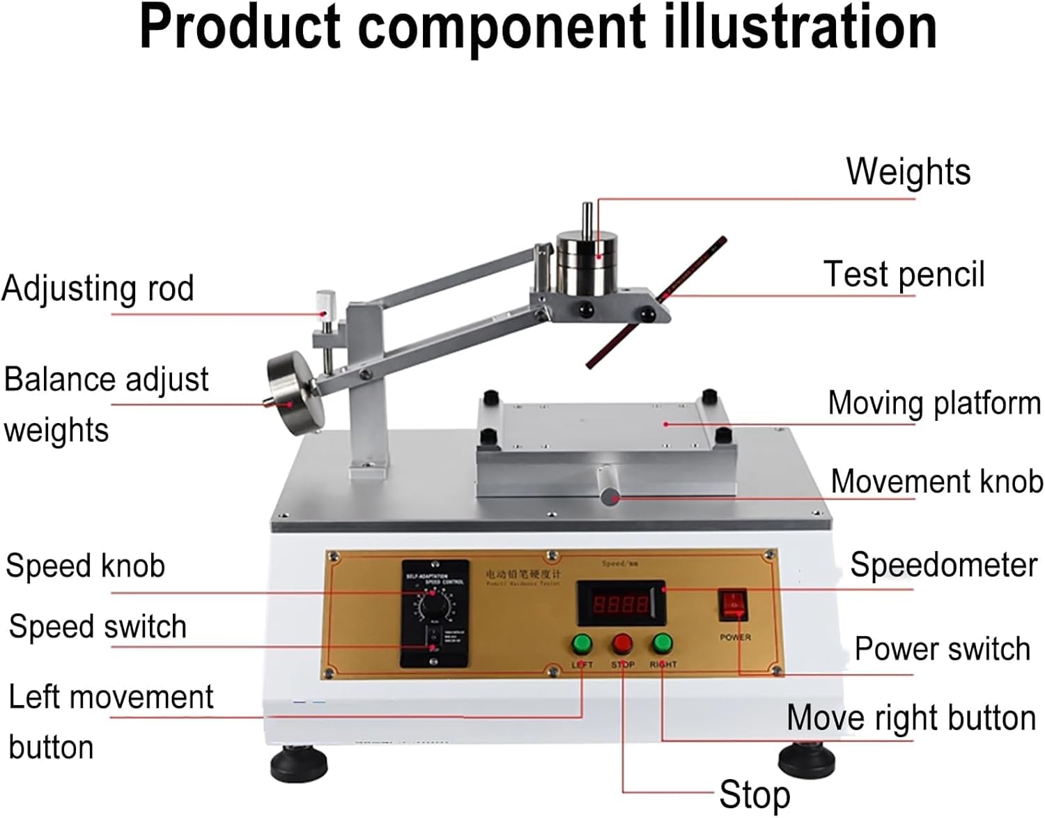 Präzisions-Elektro-Bleistift-Härteprüfer für Beschichtungen und Materialien, große Plattformprüfmaschine für zuverlässige Härtemessung (220 V)