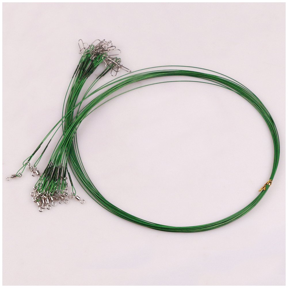 Lot De 20 Bas De Ligne En Acier Avec émerillon Et Mousqueton - Longueur 70 Cm, Résistance 30 Kg