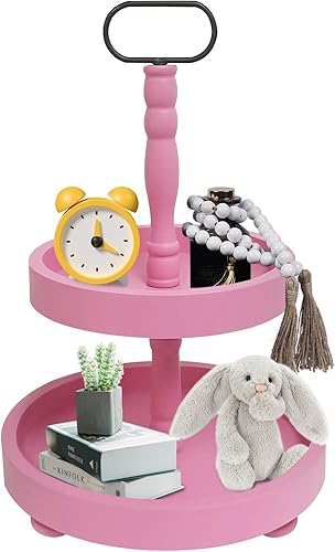 Miniatura 1 de AGUAM - Bandeja escalonada de granja con cuentas, decoración del hogar, bandeja de madera de 2 niveles para la mesa de café, decoración de bandeja