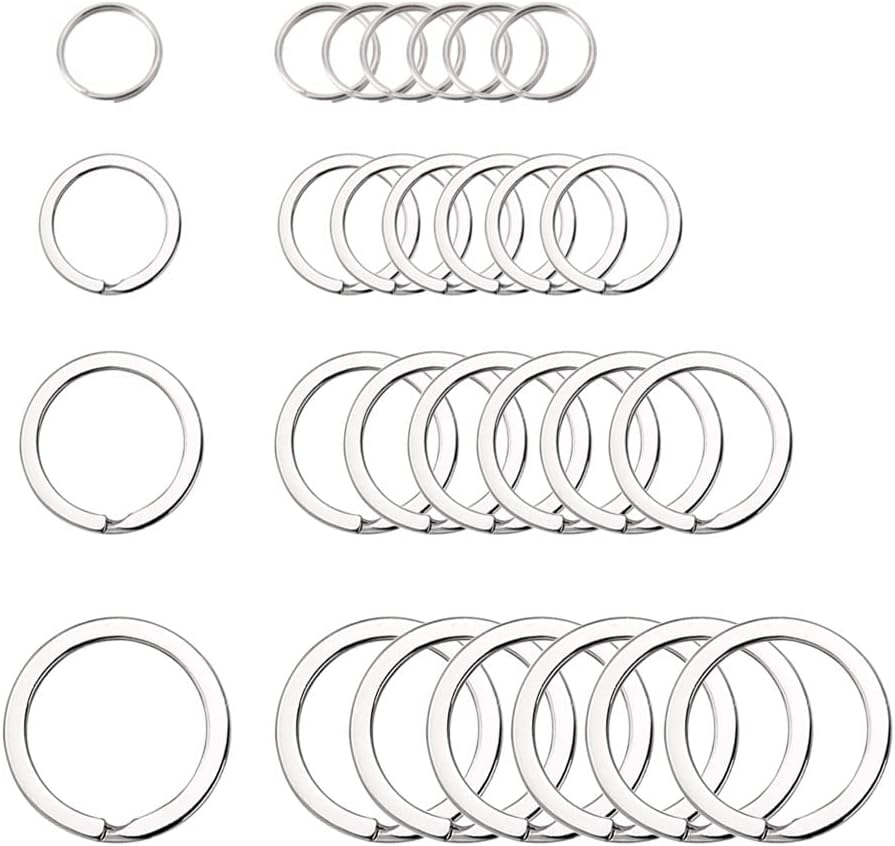 40Pcs Split Key Rings,Stainless Steel Keyrings Dog Tag Ring,4 Sizes (1/2 inch...