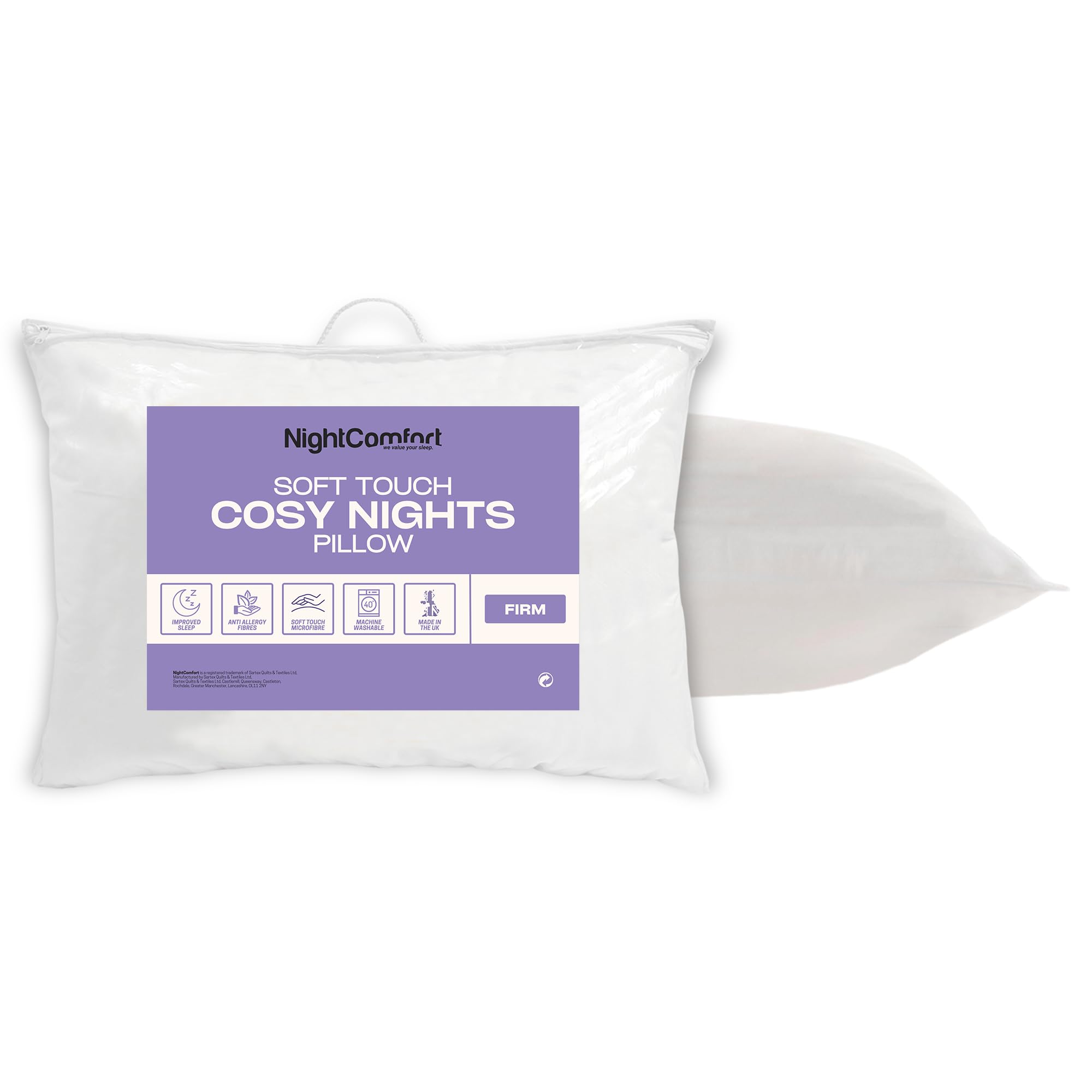 Night Comfort Pack Of 1 Cosy Nights Hotel Quality White Pillow - Hypoallergenic Firm Support Pillows For Side Sleepers Filled With Bouncy Hollowfibre Big Pillows For Bed