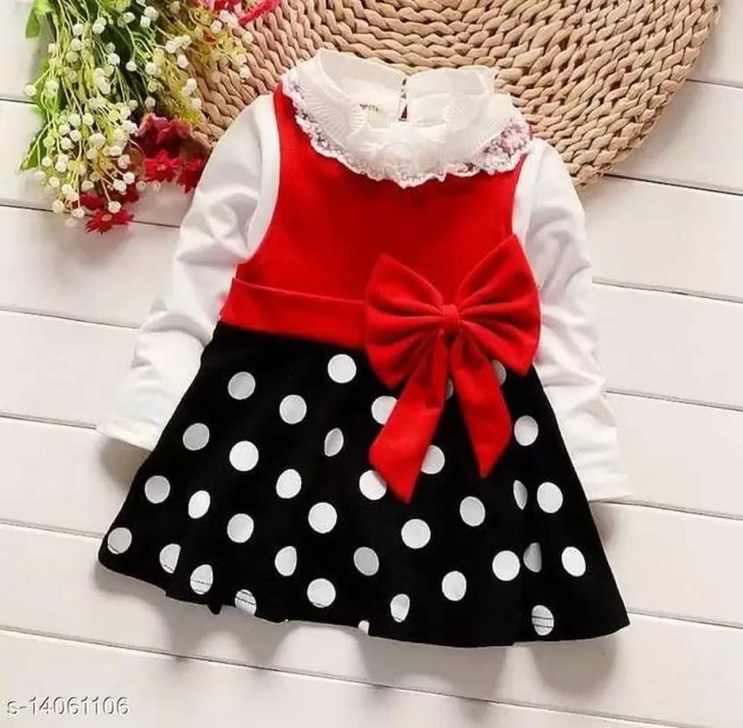 Buy Baby Girls Dress, Frock Lycra in Polka Dot Dress (1218 Months & 18