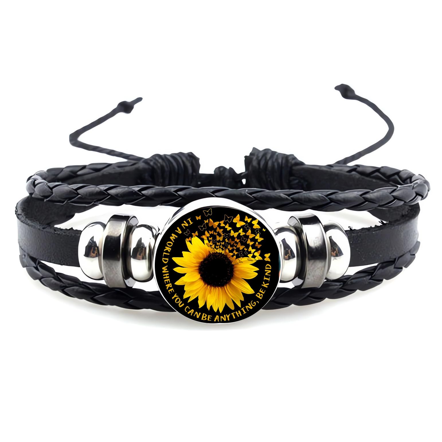 Boho Sunflower Gifts Sunflower Leather Bohemian Bracelet Birthday Gifts for Women Teens Granddaughter Wife Daughter Mom Friendship Bracelets for Her
