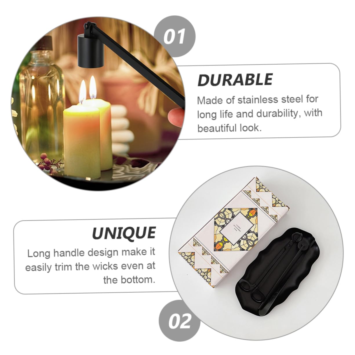 ORFOFE Stoppino Candele Spegni Stoppino Vassoio Accessori Candele Stoppini Kit