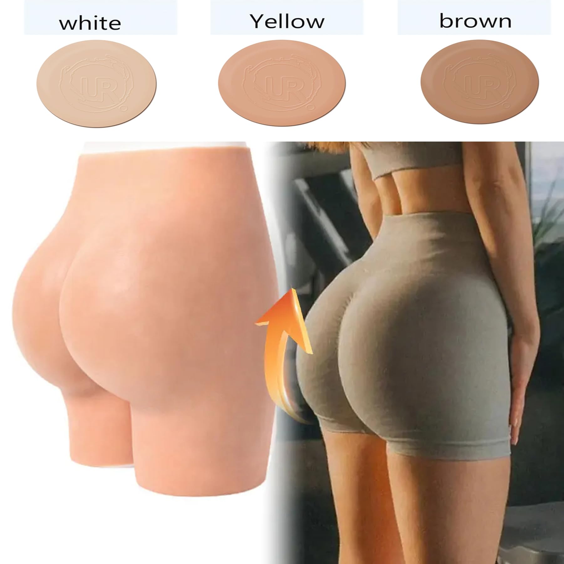 Adima Pantalones De Silicona para Aumentar Los Glúteos Ropa Interior Reductora De Glúteos De Entrepierna Abierta para Mujeres y Travestis,Blanco,Hip 1.2CM
