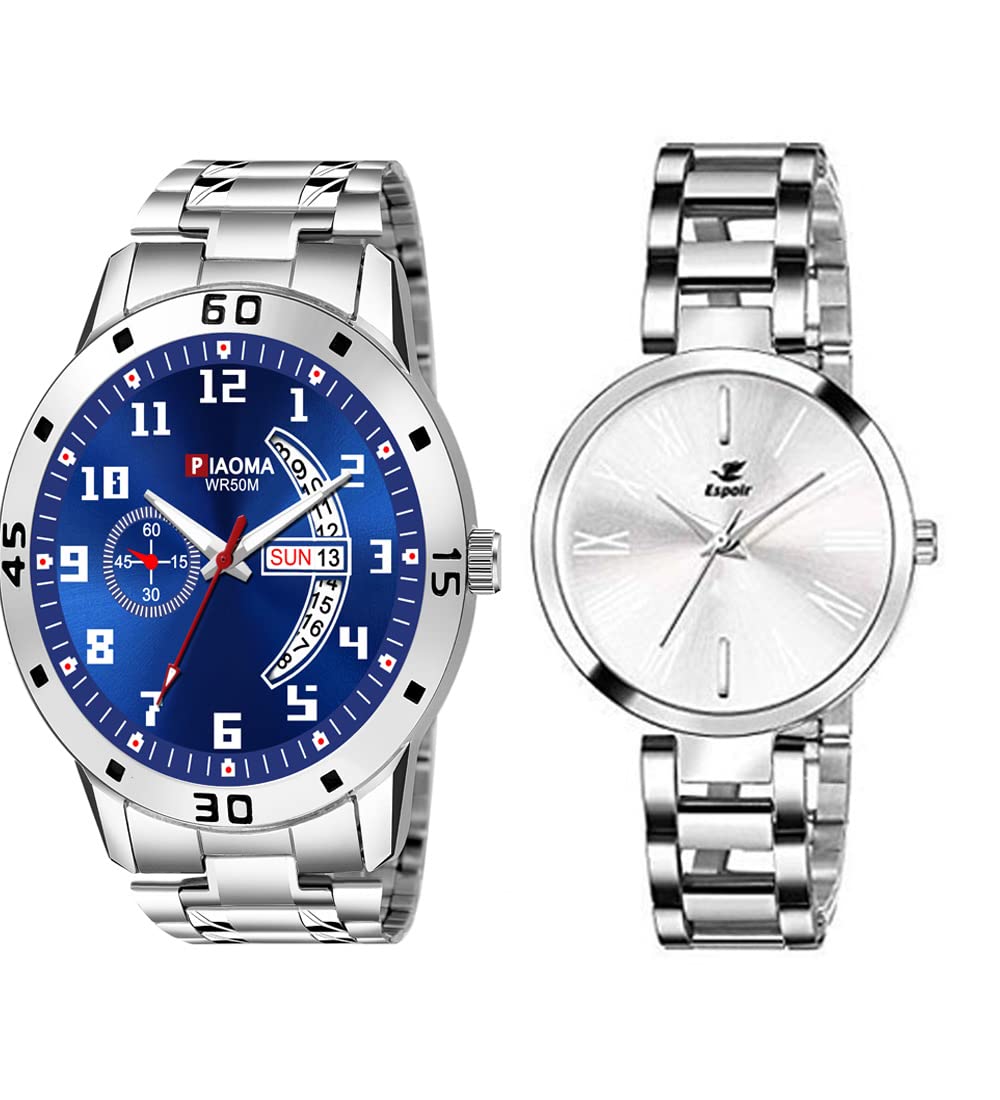 Espoir Watch Combo Men & Women in Classic Looks Best (Blue-White) (B0BXL2XSX4) Amazon Price History, Amazon Price Tracker