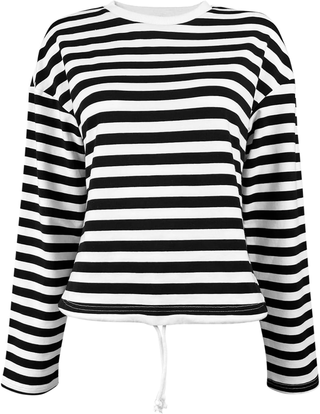 Orchidays Women’s Striped Loose Fit Long Sleeve Sweatshirts Crewneck Color Block Drawstring Pullover Tops - Image 4