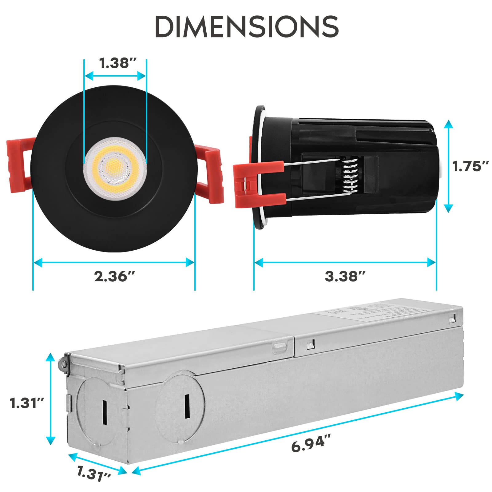 LUXRITE 1" Cutout-Free LED Recessed Light - 5 CCT Selectable, 7W, Dimmable, Wet & IC Rated, Junction Box Included - View #6