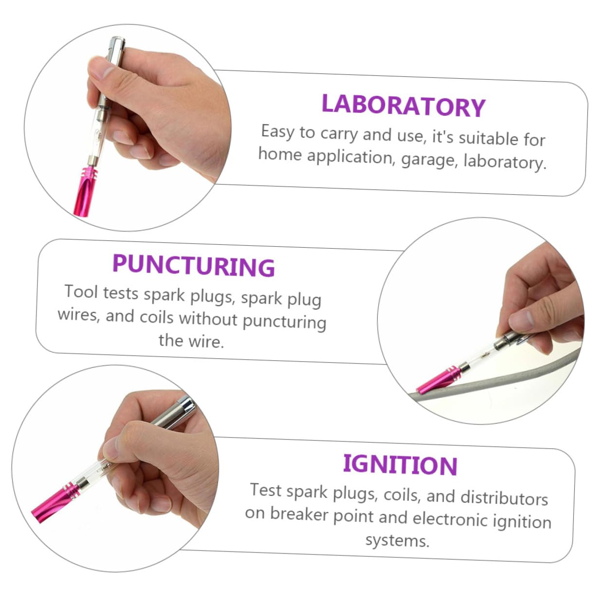 2pcs Ignition Test Pen Automotive Tools Wire Tester Engine Tools Small Engine Car Spark Plug Tester Wires Coil Tester Ignition Spark Indicator Auto Ignition Test Detector
