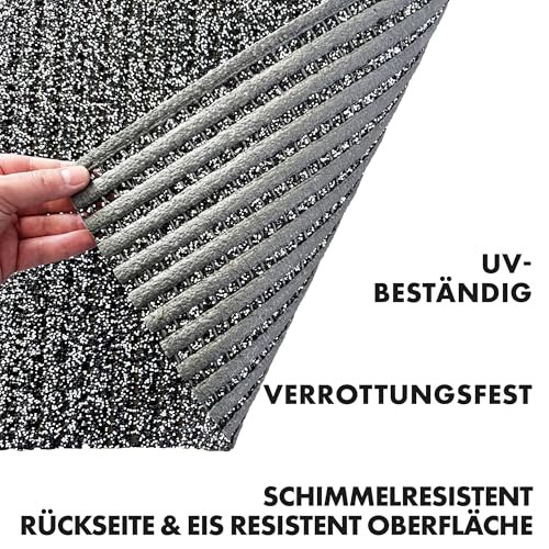 etm Sicherheitsmatte gegen Glätte | Outdoor Teppich mit Rutschfester Granulat Beschichtung | Antirutschmatte für Außenbereich | 120 cm Breite und viele Farben und Längen (1 m Länge, grau)