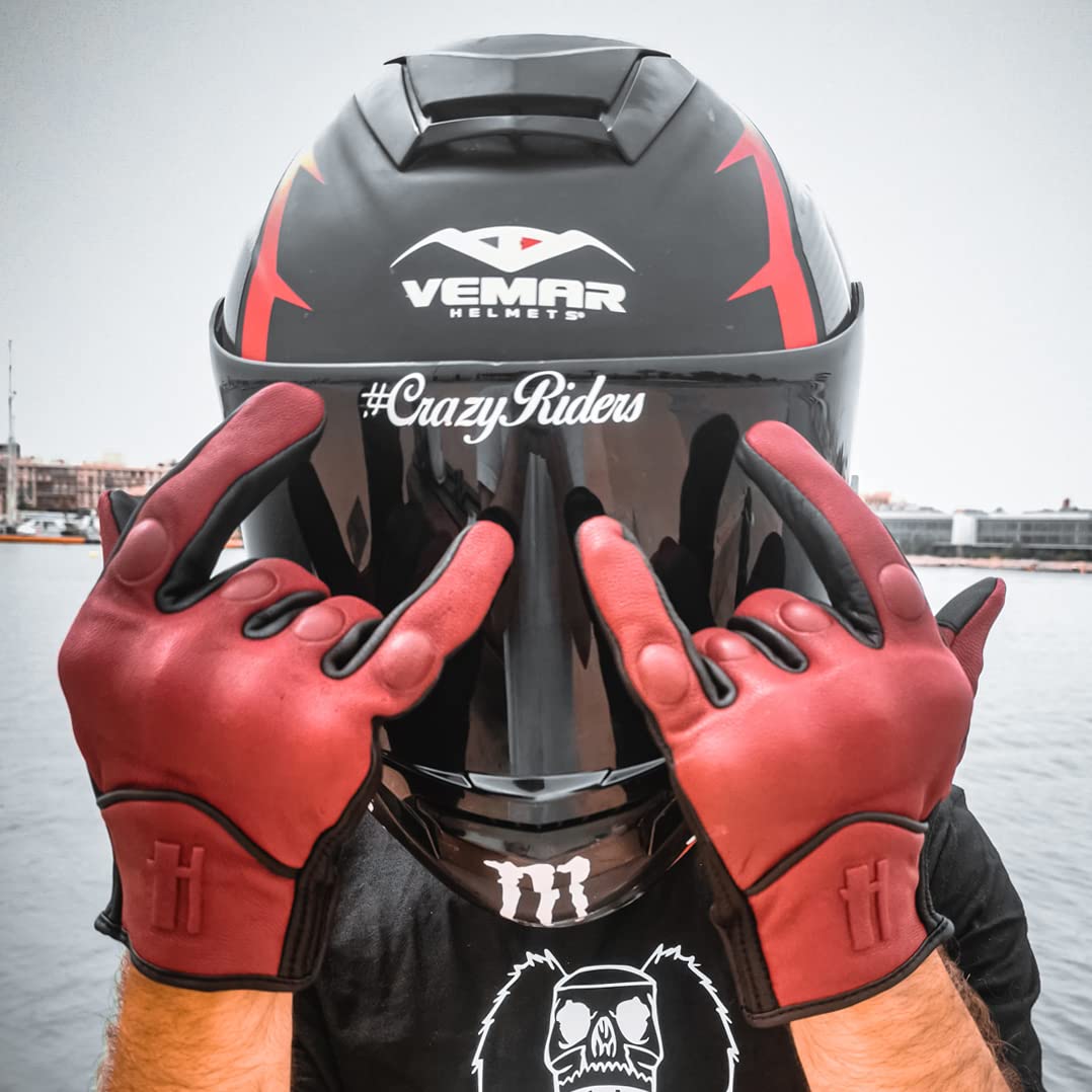 Harssidanzar Gants Moto Homme Cuir Chèvre Tactiles GM028E