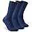 Facool Merino Wool Diabetic Socks, Women\'s Men\'s Padded Neuropathy Seamless Toe Non-Binding Loose Top Diabete Crew Moisture Wicking Soft Comfortable Socks, 3 Pairs Navy Blue Medium