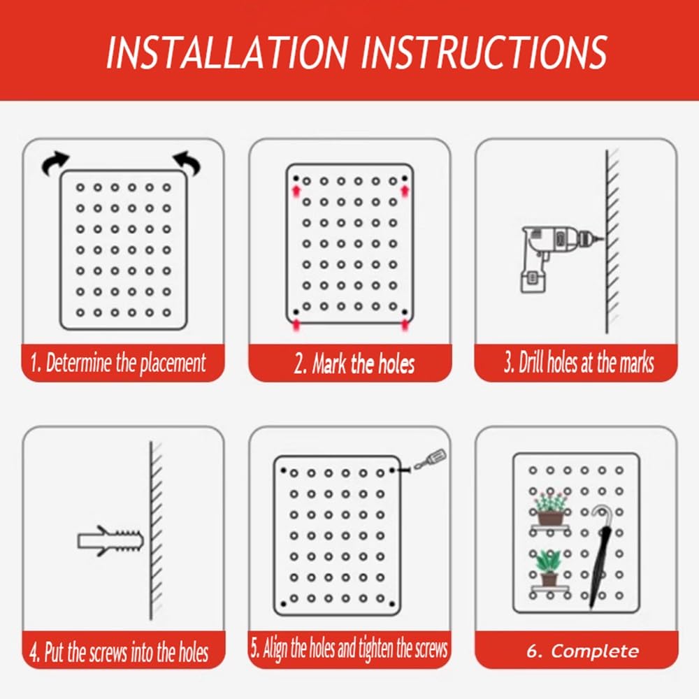 Kit organizador de tablero perforado para garaje y cocina, paneles de almacenamiento de metal con ganchos, sistema de tablero de clavijas de montaje en pared (blanco, 100 x 50 x 2,5 cm)