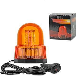 回転灯 警告灯 ランプ ライト 12V-24V兼用 マグネット式 回転/点滅 ledストロボライト 着脱簡単 (30LED 15W, 黄色) | フラッシュ ストロボ ライト 道路維持 修繕 道路標示 ハイウェイパトロールカー 非常ライト 車 清掃車 除雪車 視認性