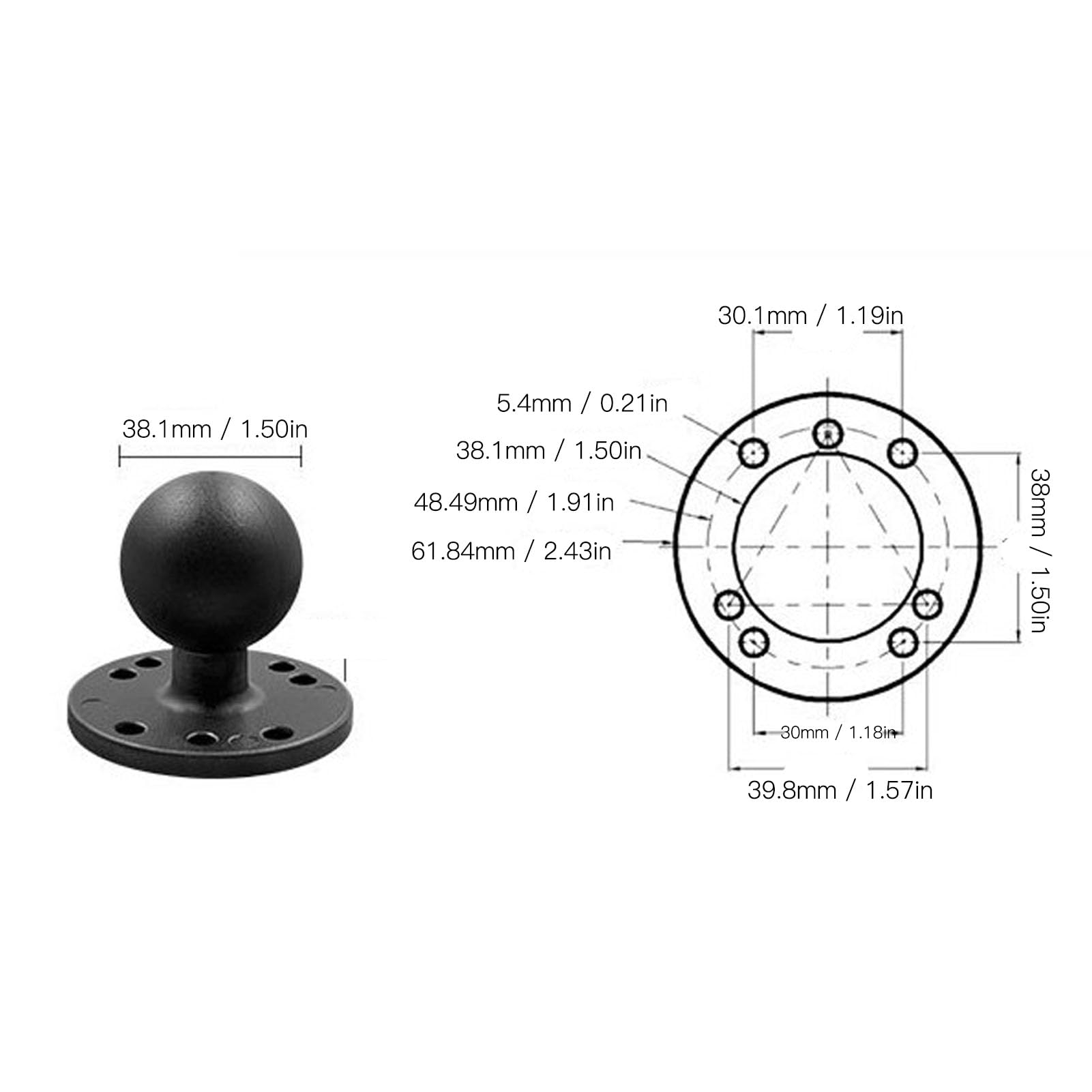 Brazo de Doble Zócalo de Aleación de Aluminio Antirrobo para Tabletas y Teléfonos con Adaptador de Bola de 1,5 Pulgadas: Solución Duradera de Montaje en Múltiples ángulos
