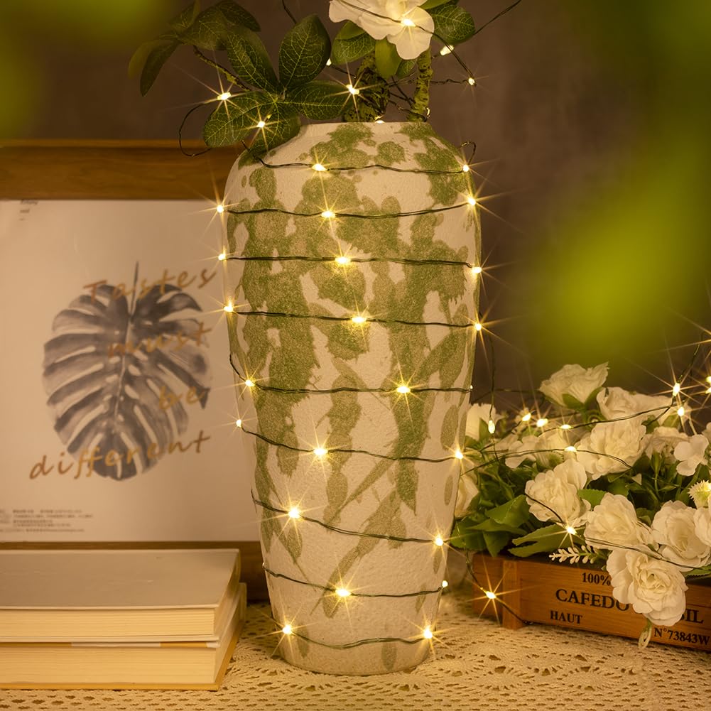 Stringa di luci da 120m con 1200 LED su fili di rame verdi, luci a LED impermeabili per esterni e interni con telecomando, ideali per albero di Natale, patio, giardini, cortile e piante.