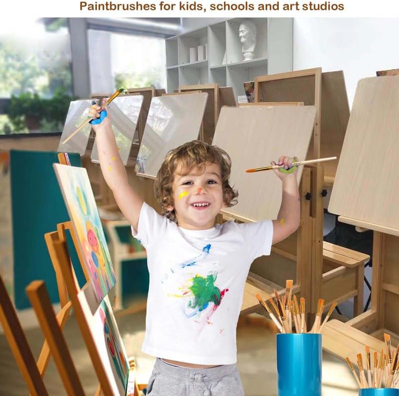 Miniatura 6 de Juego de 24 pinceles artísticos surtidos  4 formas Filbert, plano, angulado y redondo  Pinceles de pintura de detalles finos para acrílico,