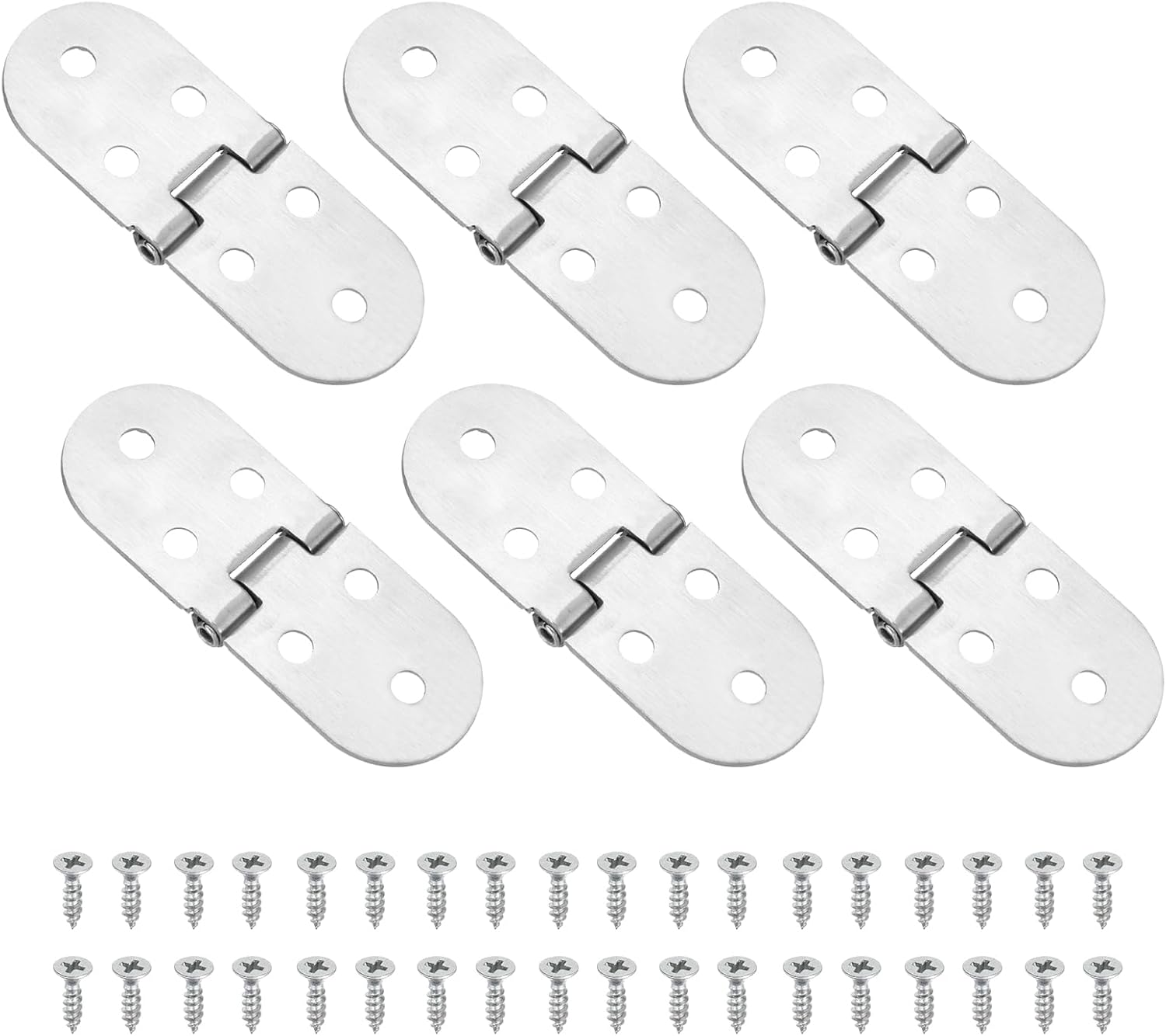 uxcell 隠し折りたたみテーブルヒンジ 6個 3.1インチ x 1.2インチ ステンレススチールフラットヒンジ 180度家具ヒン