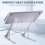Portable Laptop Stand, Ergonomic Aluminum Laptop Mount Stand, Detachable Laptop Riser Notebook Holder Stand Compatible with MacBook, Dell, Lenovo More 10-15.6" Laptops-Silver
